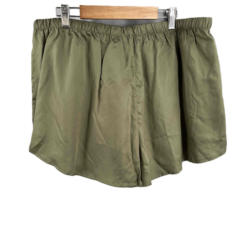 Ettitude‎ Lounge Shorts Green Elastic Waist Silky Lightweight Sateen Bamboo XL